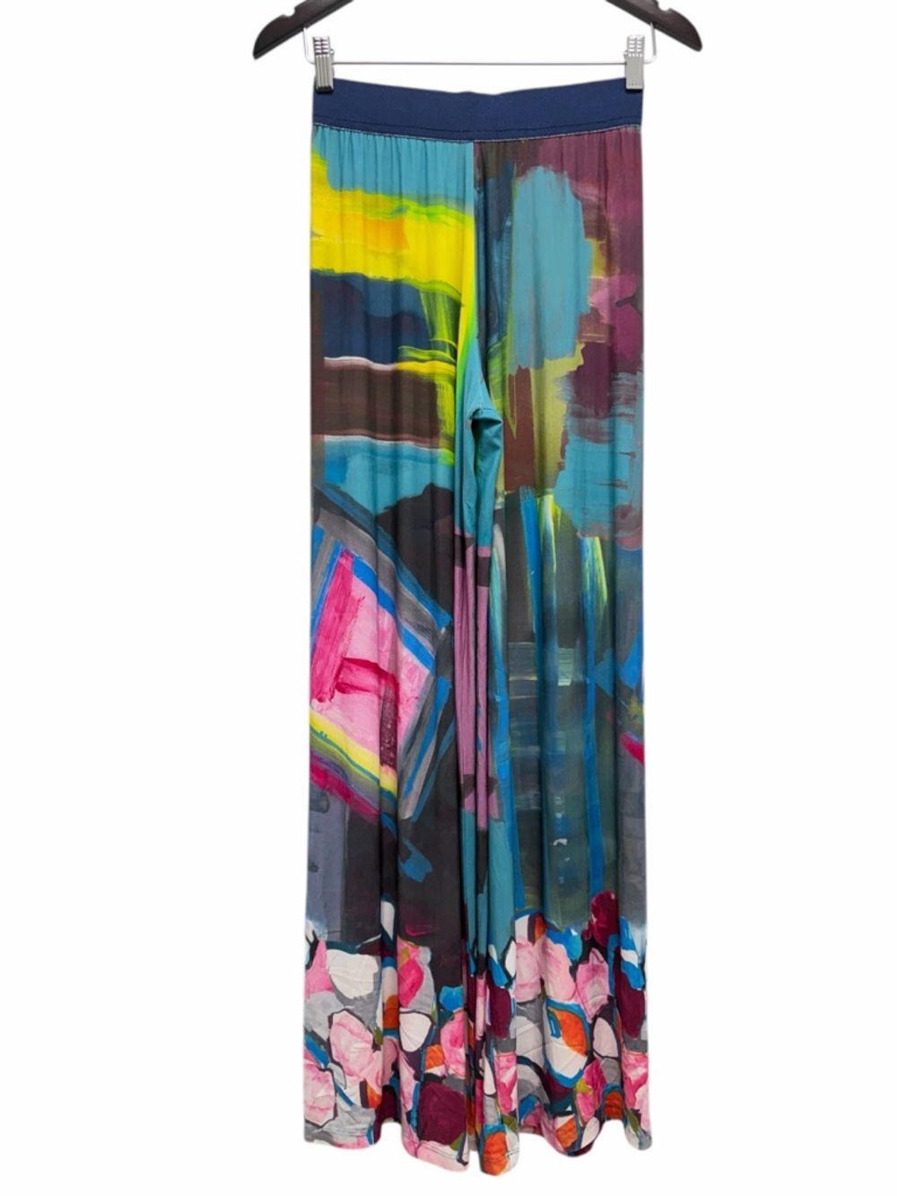 Save The Queen Palazzo Abstract Pants Blue Size Small